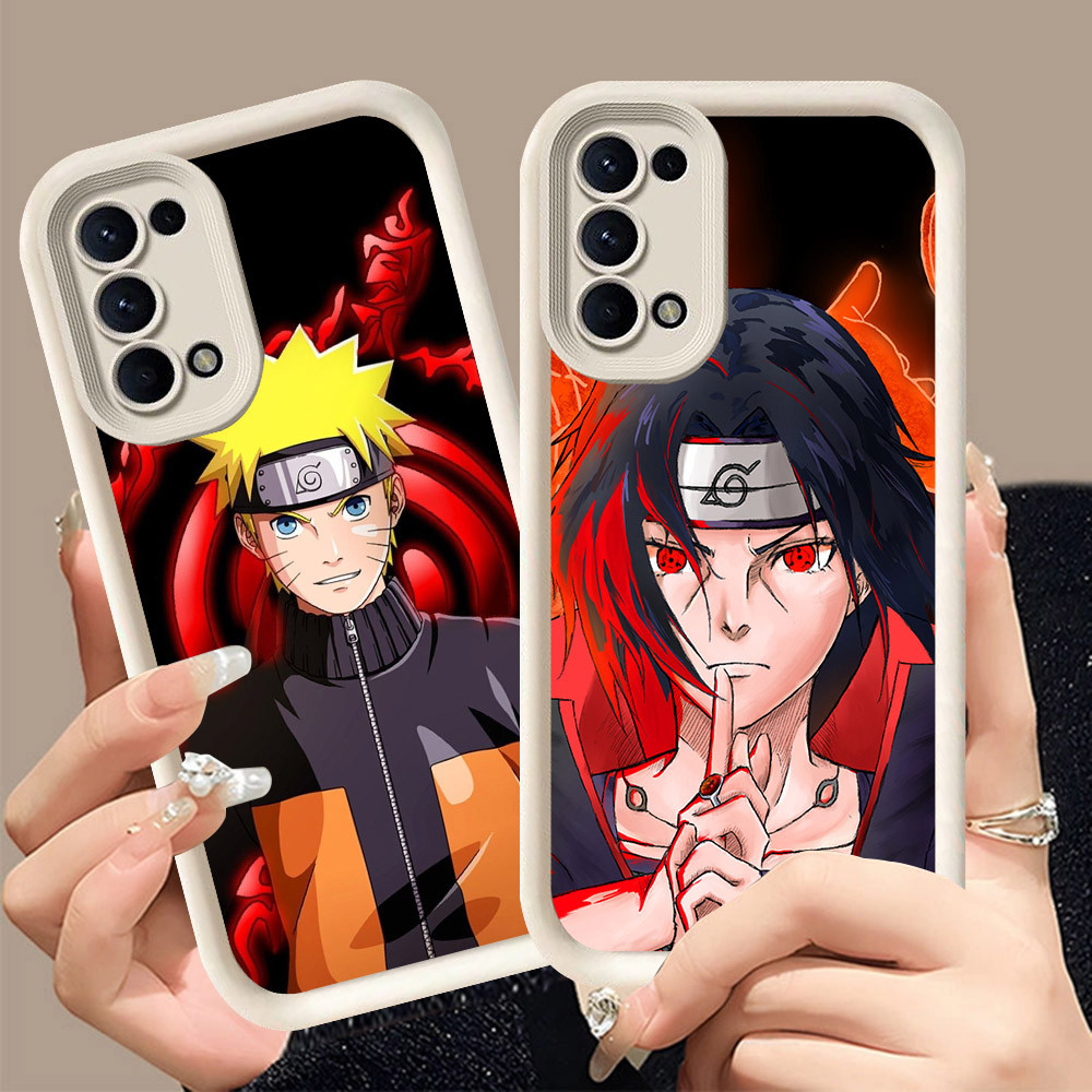 Q-26 Naruto ขาวดำเคสโทรศัพท์หรับ OPPO Reno 5F 5 4F Iite 4 5Z Lite 5G ปกสีชมพู