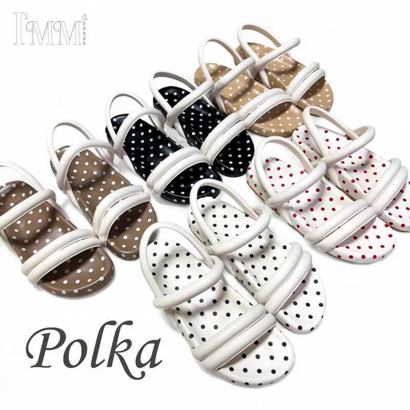 I’Mm Shoes รุ่น Polka 031 รองเท้าแตะแฟชั่น ลายจุดสุดคิ้วท์ ดีไซน์สายรัดส้นบุฟองน้ำ
