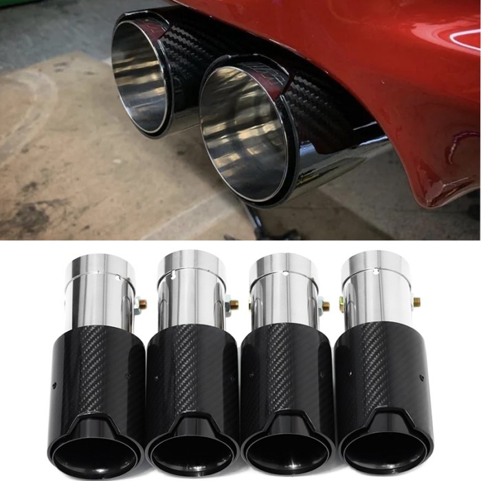 4pcs/lot Exhaust Tip For BMW M3 E9x E90 E92 E93 M PERFORMANCE 80MM GLOSS BLACK Carbon Fiber EXHAUST