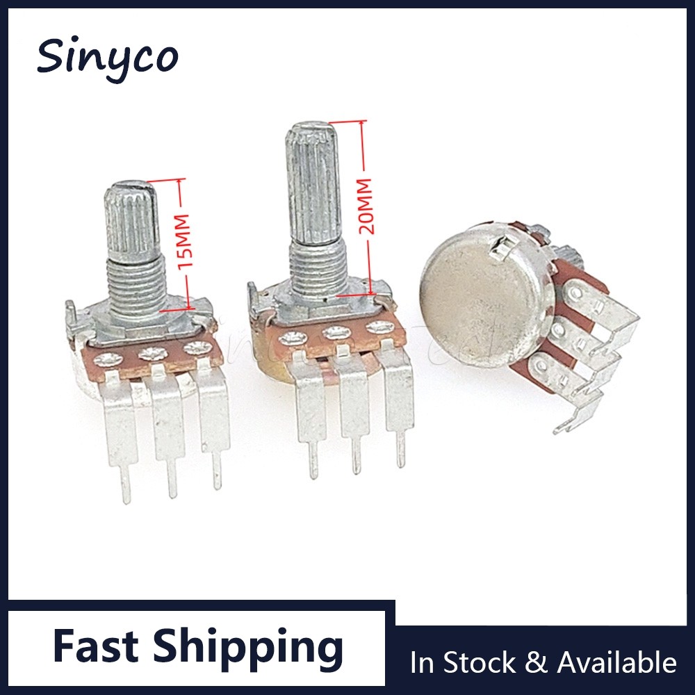 5PCS WH148 Single Vertical Audio Potentiometer B1K B5K B10K B20K B50K B100K B500K 3Pin Big Bent เท้าดอกไม้เพลา 15 มม.20 มม.