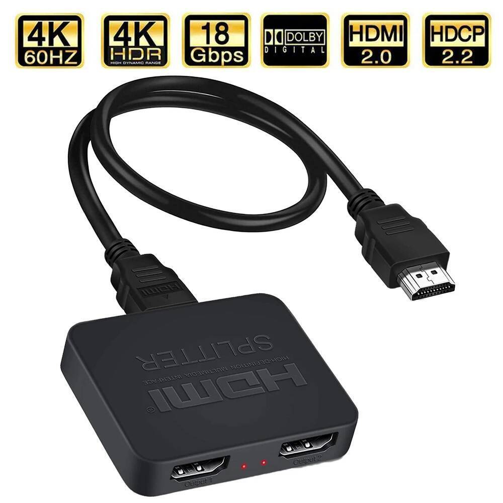 ProAV 4K UHD Splitter 2.0 1x2 HDMI 2.0 Splitter HDCP 2.2 HDR Splitter HDMI 2.0 4K HDMI2.0 สําหรับ Bl