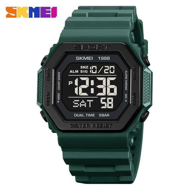 SKMEI 1988 นาฬิกาทหารดิจิตอล กันน้ำ 50 เมตร แสง EL ครบทุกฟังก์ชัน