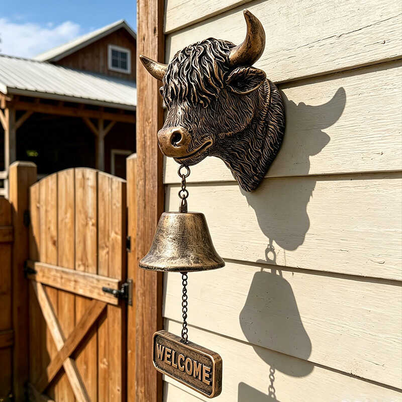 สินค้าใหม่ Highl Cow Welcome Bell Highland Cow Welcome Doorbell