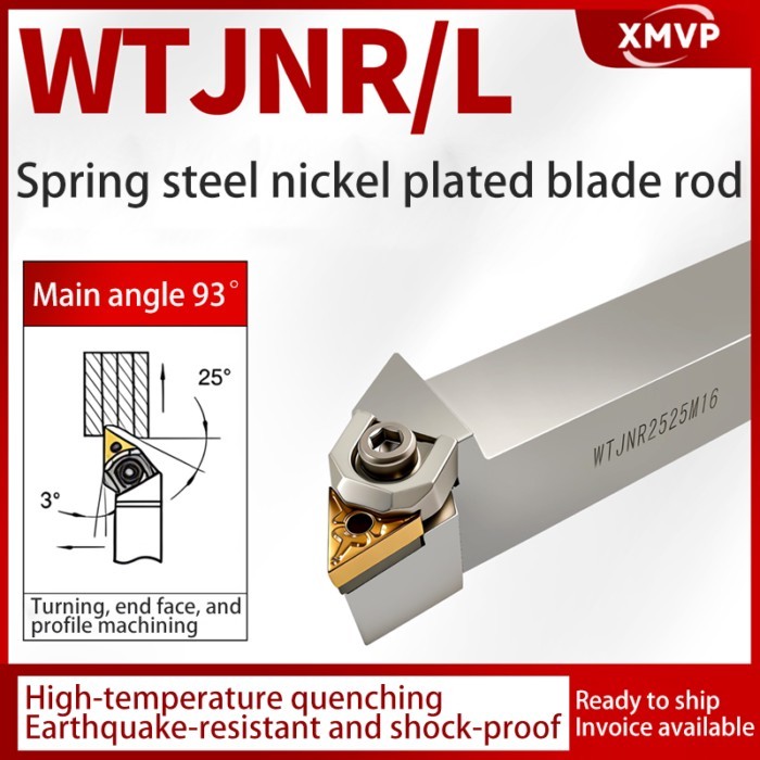 CNC lathe tool holder 93 degree WTJNR/L large pressure plate triangular spring steel with hardened