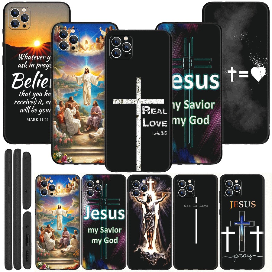สําหรับ iPhone 15 16 17 pro Plus Max Air TPU เคสโทรศัพท์แบบนุ่มฝาครอบป้องกัน bible verse jesus (WK9)