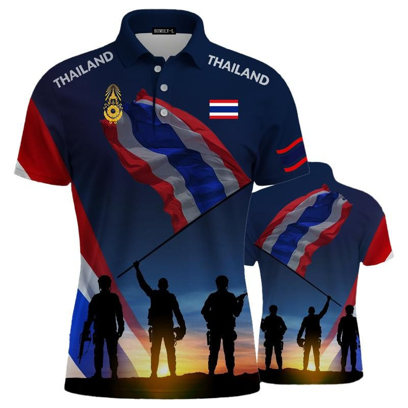 เสื้อโปโลแขนสั้น ลายธงชาติไทย ดีไซน์ใหม่