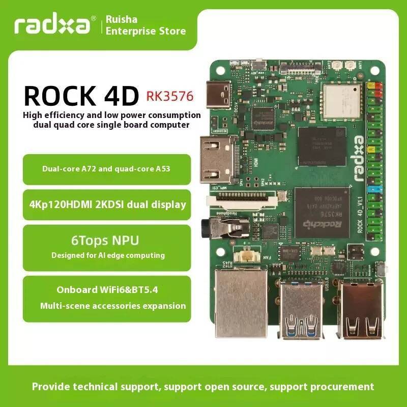 TA Radxa ROCK คอมพิวเตอร์บอร์ดเดี่ยว 4D | RK3576 SBC 4K เอาต์พุต LPDDR5 สําหรับคอมพิวเตอร์ขอบ/AI/DIY