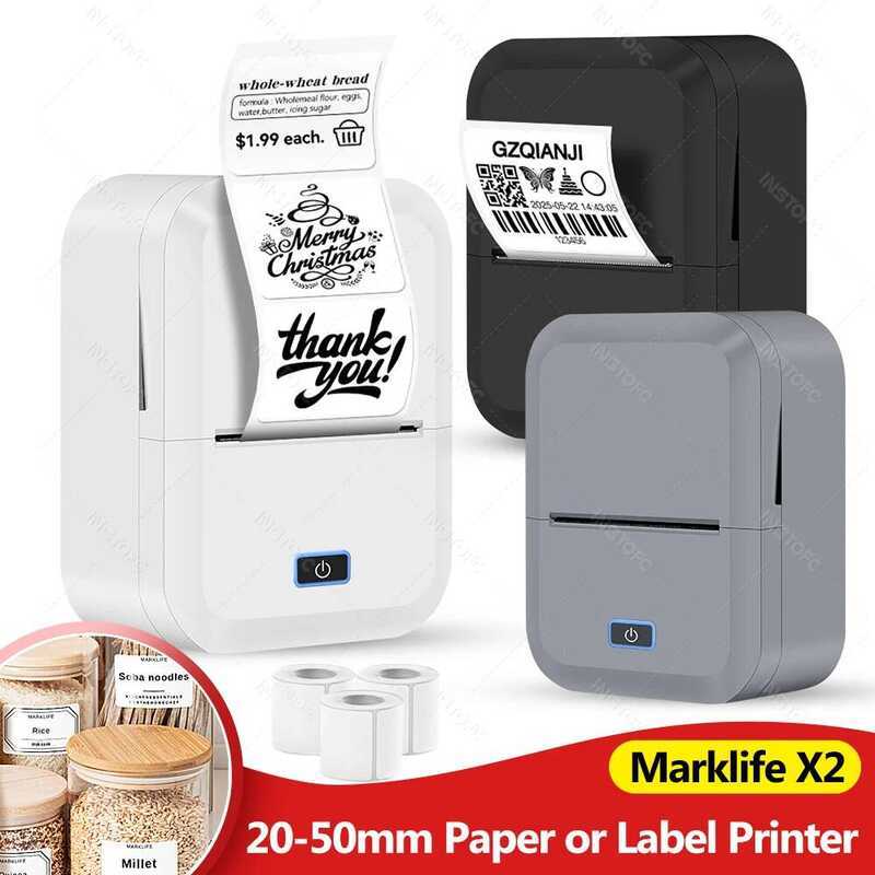 Marklife X2 Thermal Wireless Portable Bluetooth Sticker Mini Printer Barcode Label Maker เช่นเดียวกั