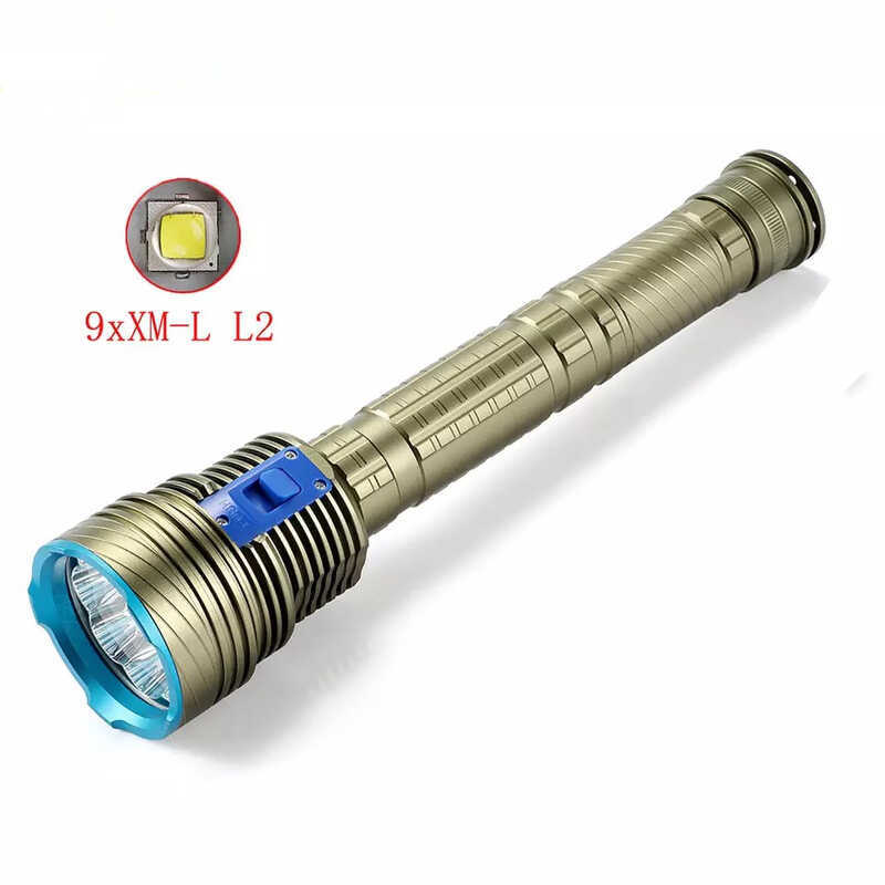 DX9 S ดําน้ํา 9 L2/T6 ไฟกําลังสูง 8000 Lumens สวิตช์ควบคุมแม่เหล็กดําน้ําโรงงานขายตรง