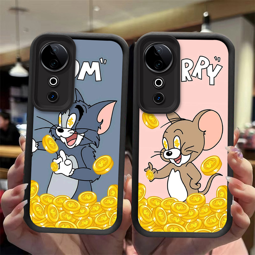 J-27 Cat gold Mouse ดำขาวชมพูเคสโทรศัพท์หรับ VIVO V50E V40 V50 5G