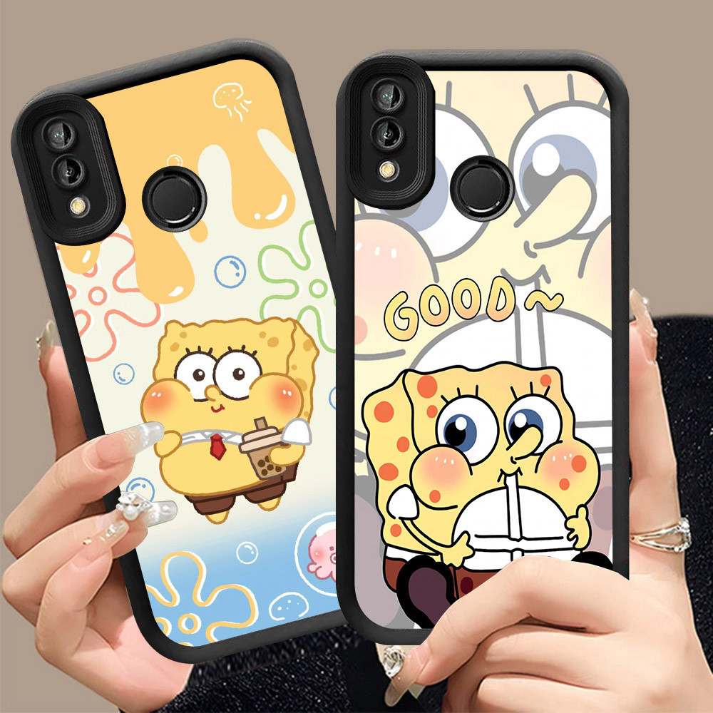 Q-7 SpongeBob ขาวดำเคสโทรศัพท์หรับ VIVO Y91C Y91 Y1S Y93 Y95 ปกสีชมพู
