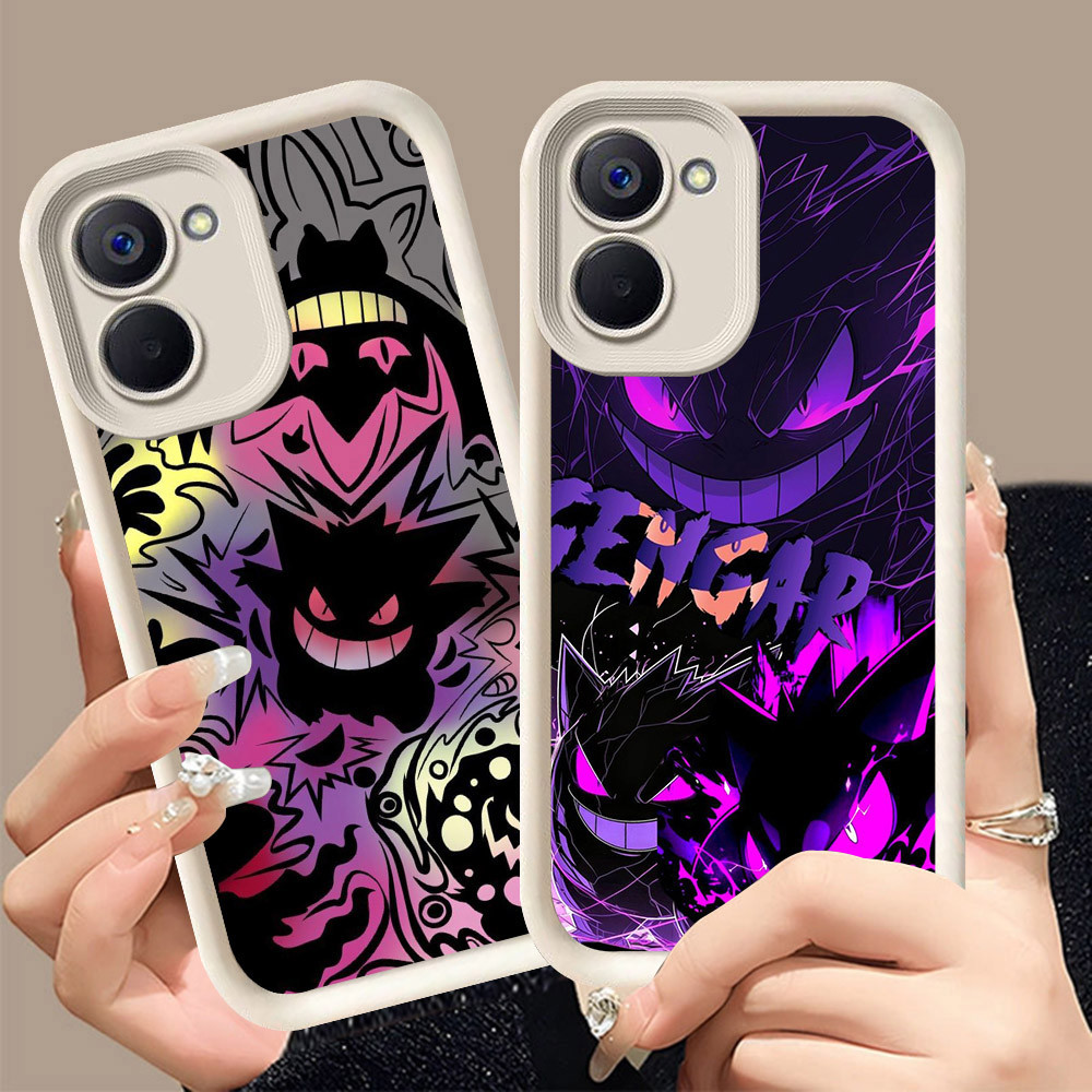 Q-16 Pokemon Gengar ขาวดำเคสโทรศัพท์หรับ VIVO IQOO Y03T Y18S Z9 T3 Y03 Y18i Y18 LITE ปกสีชมพู