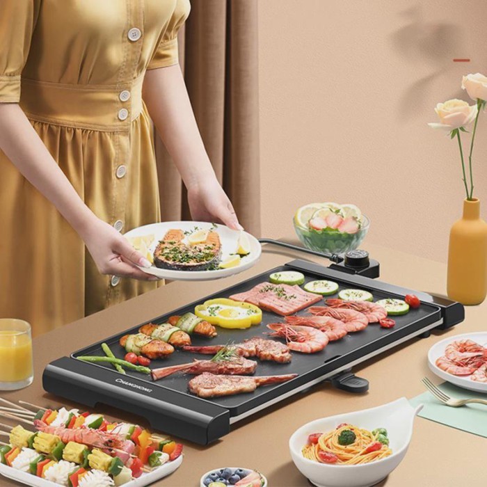Large Electric Grill Barbecue Household Smokeless Electric Grill Pan Non-stick Grill Pan Grilled Fi