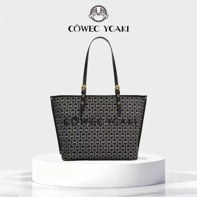 [Cywe 003]Côwec YCAKI กระเป๋าโท้ท Jacquard CYWE ความจุมาก ขนาด 27.5X32x14 ซม. สายสะพายไหล่สะดวกสบาย 