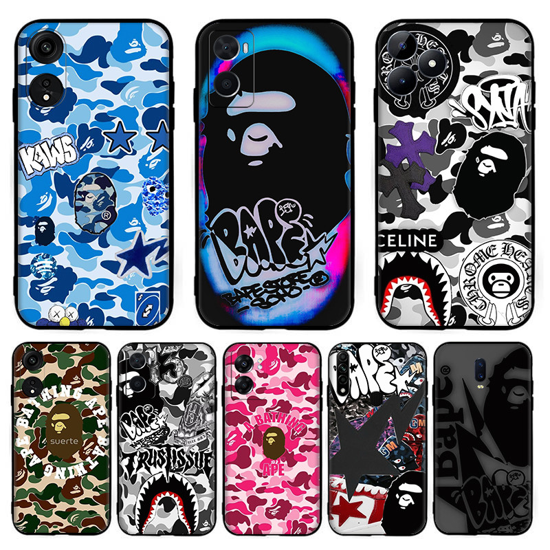 สําหรับ OPPO Reno 8T 7 lite 7z 5G 6 4G 11F 12F 12FS 12 BAPE Camouflage ปลอก 7Y13 สีดํา TPU ซิลิโคนนุ