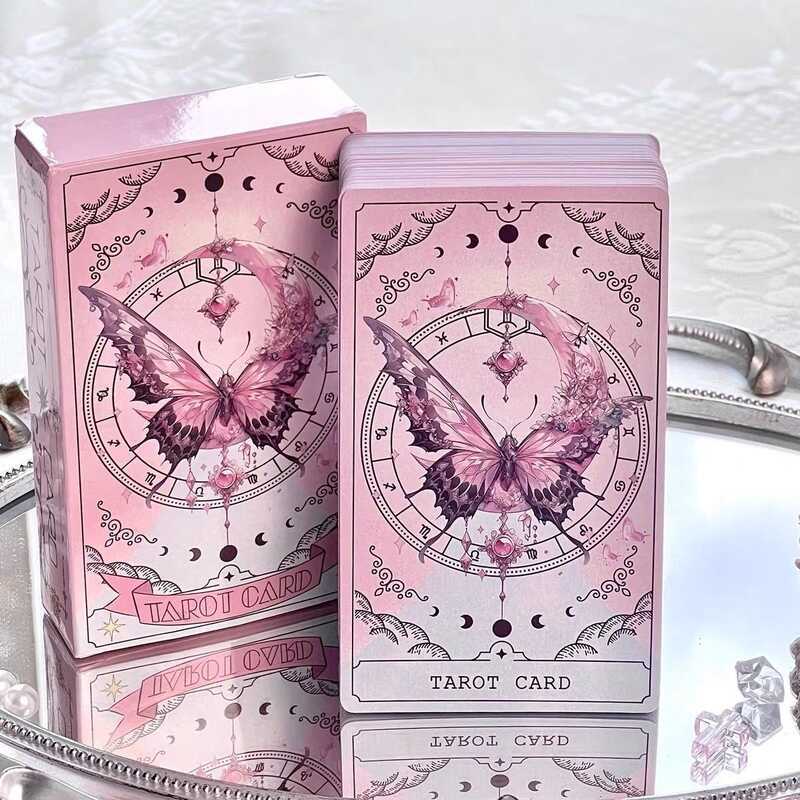 Tarot Tarot Classic High-value 78 Tarot Original Learning การ์ดผีเสื้อสีชมพู
