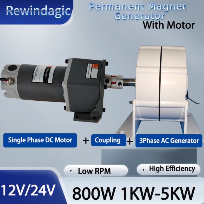 1KW 3KW 12V 24V Single Phase DC Electric Motor Output 3Phase AC Permanent Magnet Generator With Mot
