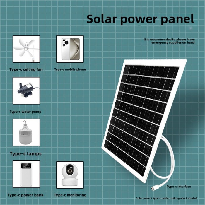 5V15W Solar Panel Mobile Phone Charger Monocrystalline Silicon Outdoor Waterproof Belt Power Genera