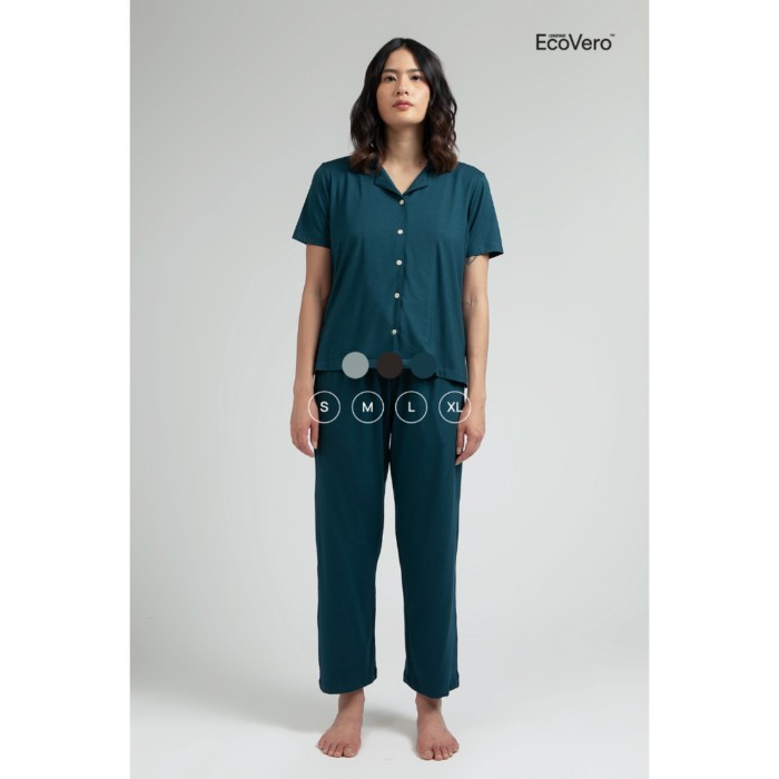 Ecovero ชุดนอนสตรีแขนสั้น | SARE Studio ชุดนอน SUBI ใน Teal