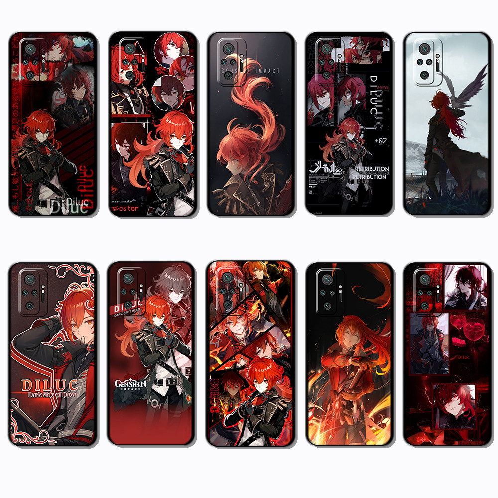 เคสโทรศัพท์สีดําแบบนุ่มสําหรับ Xiaomi Redmi Note 10 Pro 10 Pro Max Poco X3 GT Diluc caseg