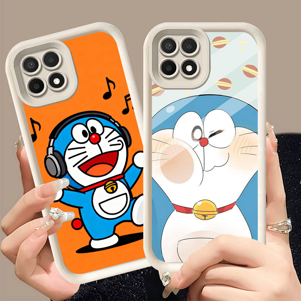 Q-6 Doraemon cute ขาวดำเคสโทรศัพท์หรับ Realme Narzo N55 C30S 8i C33 C30 50 50A C55 Prime 5G ปกสีชมพู