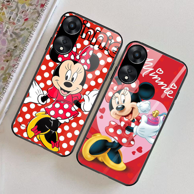 B-21 Minnie Mouse Casing สําหรับ OPPO Reno 11 8 8T 11F 7 10 Pro 5G เคสกระจกนิรภัย