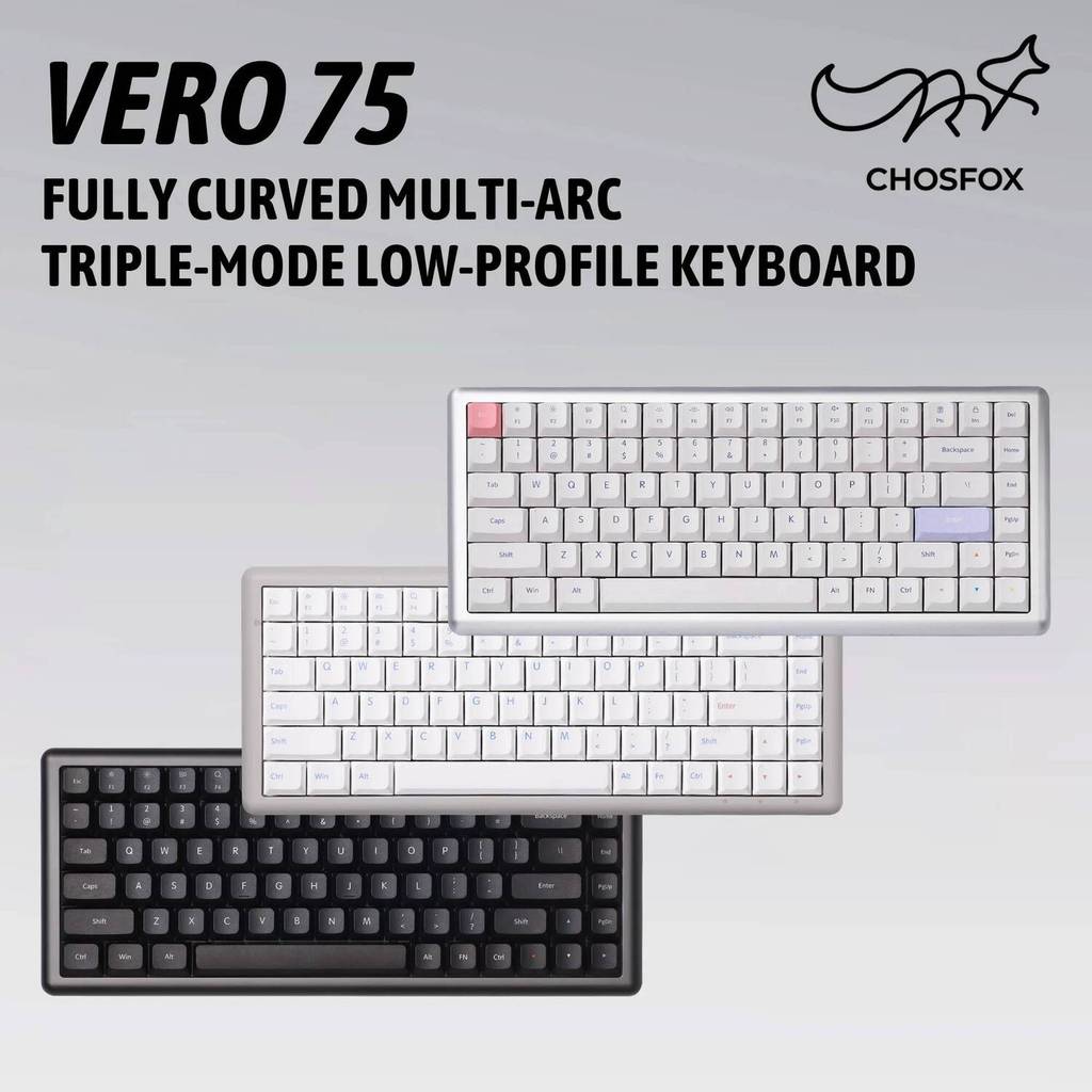 ใหม่ COUSFOX Vero75 Low Profile Mechanical Keyboard รองรับ QMK/VIA 84 คีย์ 75% สามโหมด Custom Hot Sw