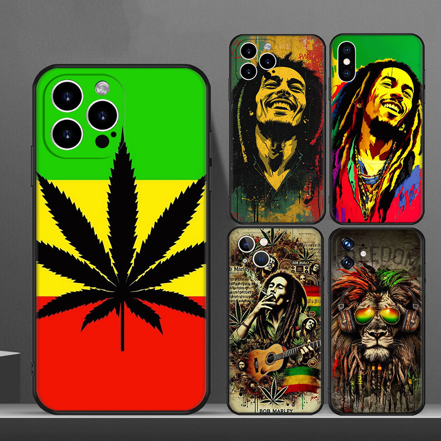 สําหรับ iPhone 11 12 13 Pro Max Mini Bob Marley 8Y14 เคสโทรศัพท์ TPU สีดํานุ่ม