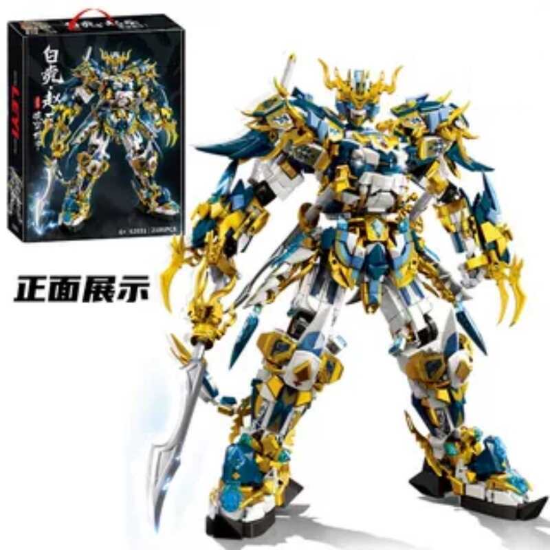 บล็อกตัวต่อจีน Romance of the Three Kingdoms Zhao Yun Guan Yu Mecha Model Character Assembly Educati