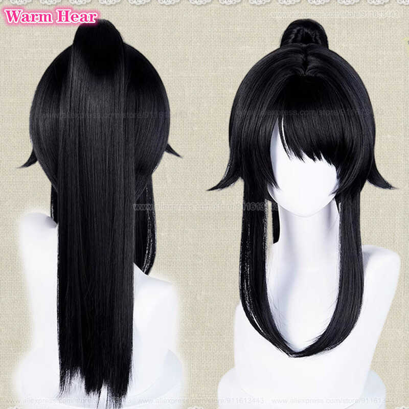 ynthetic Ayano Aishi 53Cm Black Ponytail Cosplay Anime Wig Heat Resistant Hair Halloween Party Wigs