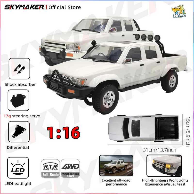 WPL D62 D64 D62-1 D64-1 1:16 2.4G 4WD RC Crawler RTR Full Scale ไฟฟ้าโดย LED Light ปีนเขารถบรรทุกรถเ