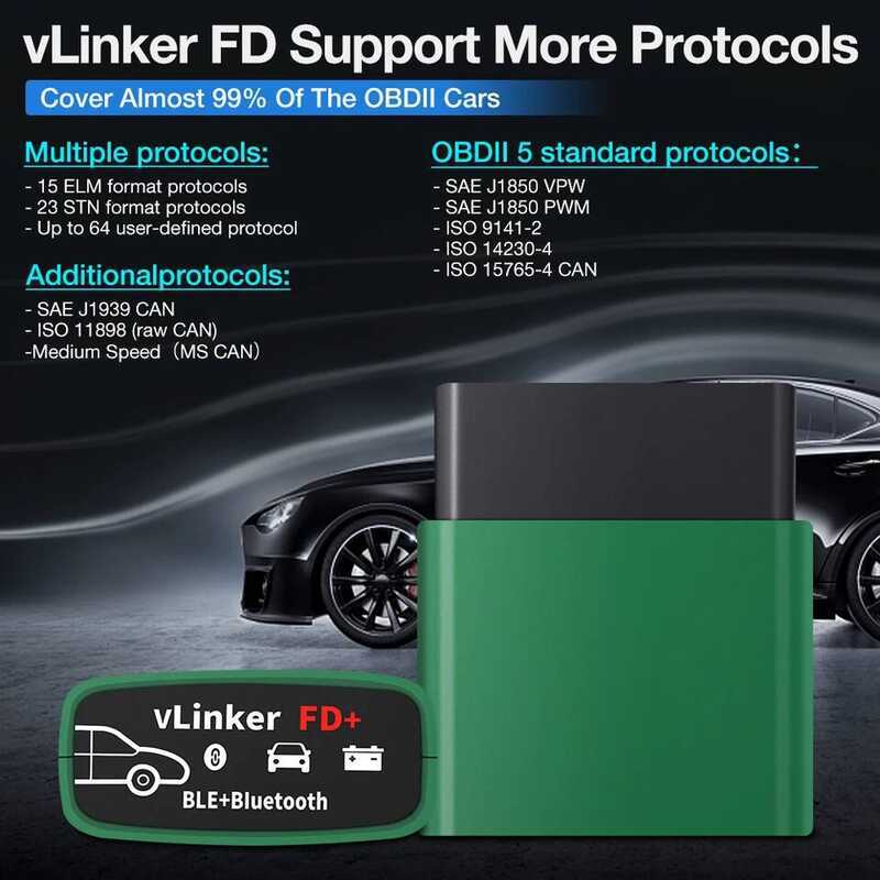 Vgate vLinker FD+ BT4.0/ FD BT3.0 V2.2 สำหรับ Ford Forscan OBD2 เครื่องสแกนวิเคราะห์ปัญหารถยนต์ เครื