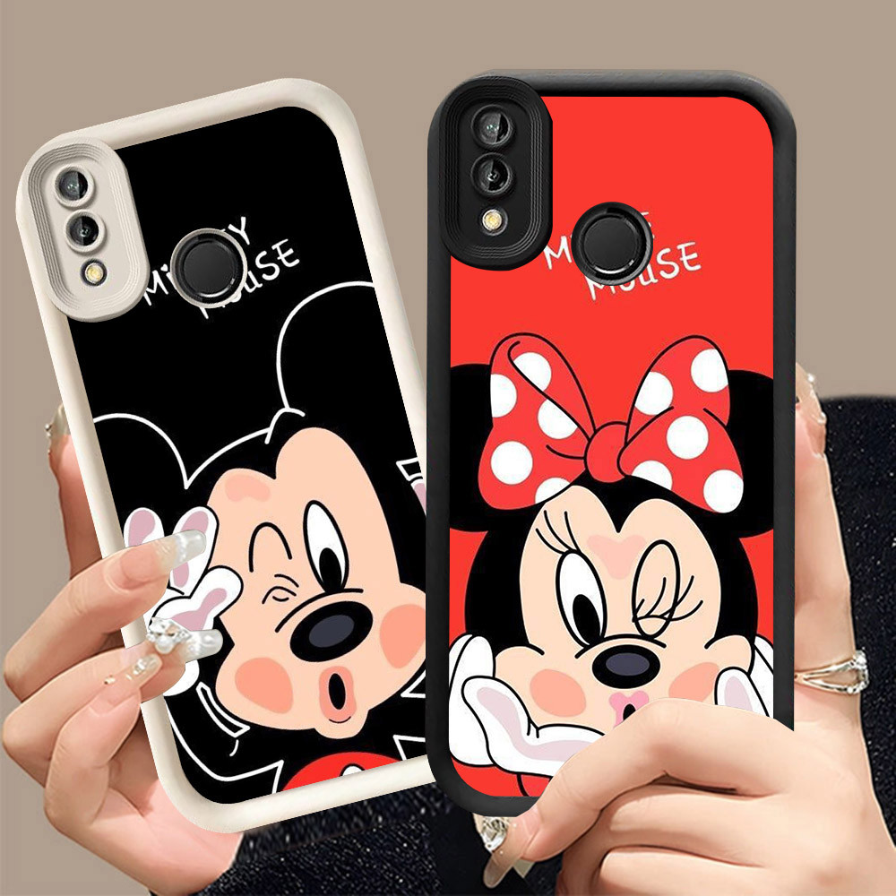 Q-15 Mic_key ขาวดำเคสโทรศัพท์หรับ VIVO Y91C Y91 Y1S Y93 Y95 ปกสีชมพู