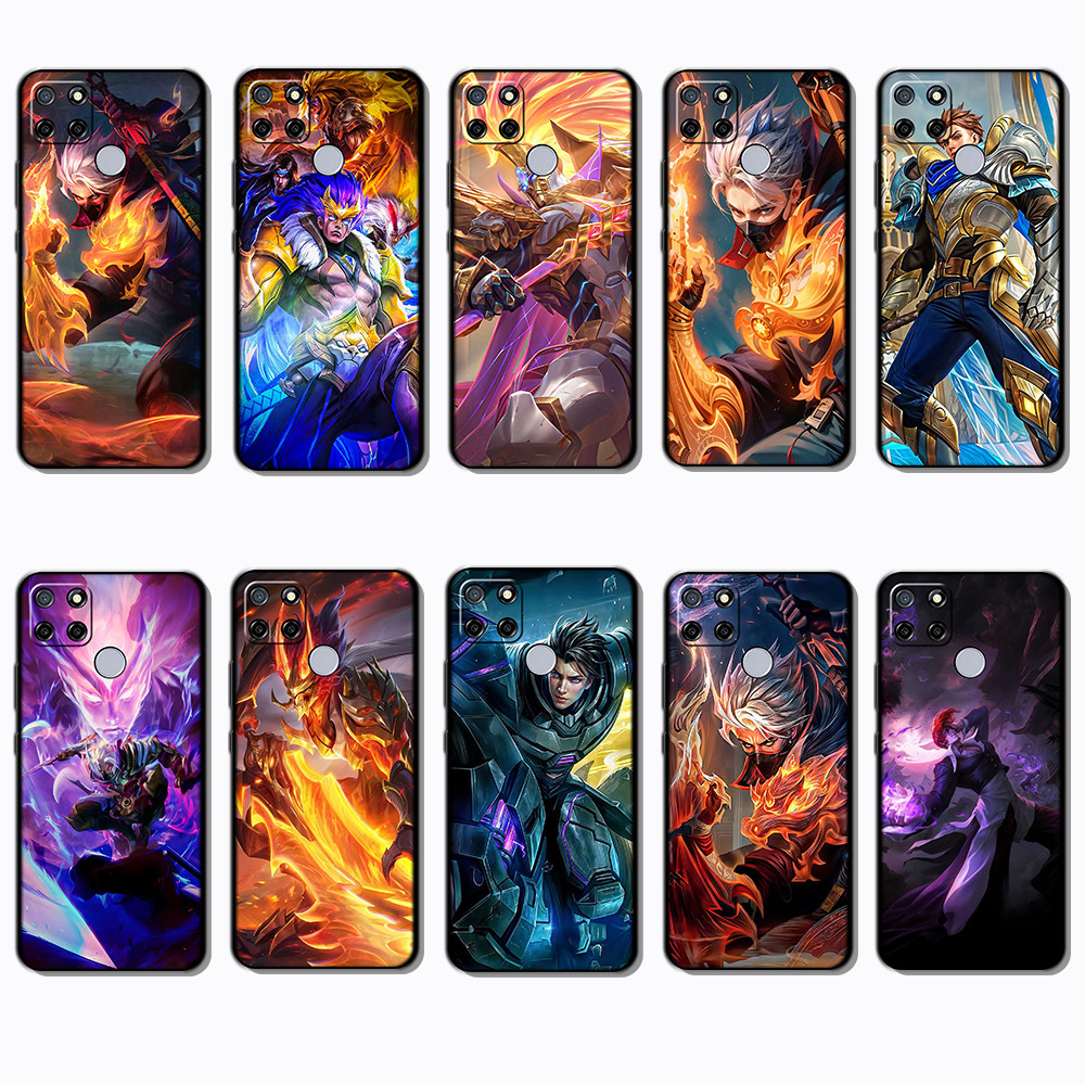 เคสโทรศัพท์สีดําแบบนุ่มสําหรับRealme C1 C2 C3 C11 C12 C15 C17 C20C 21 Mobile Legends Cover