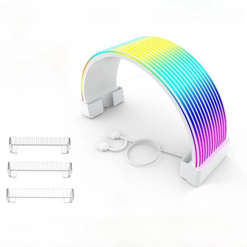 สีดําสีขาว 24Pin 8Pin ARGB Light Board PSU สาย ARGB ฝาครอบ LED เมนบอร์ดลาย Strimer 24Pin ซิลิโคนแถบ