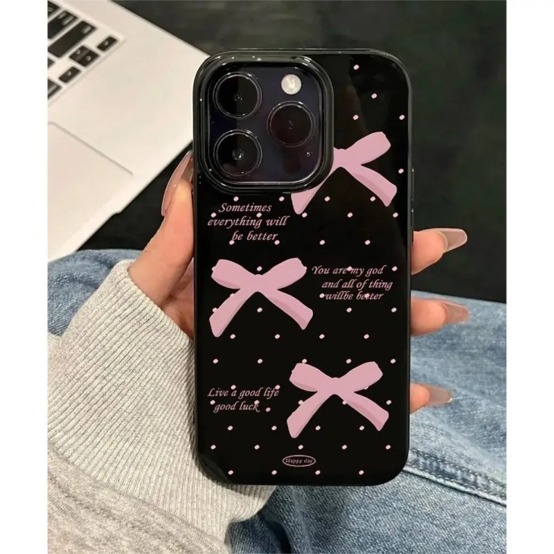 Korean-style DeeBow phone case, compatible with iPhone 15,13/12 Pro Max,premium DeeBow cute cartoon design,shockproof