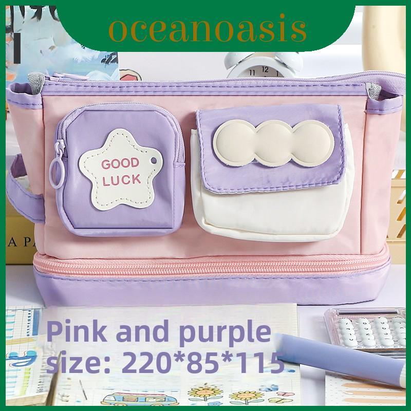 Handle Contrast Multicolor Dopa Amine กล่องดินสอความจุขนาดใหญ่สําหรับนักเรียนและสํานักงาน