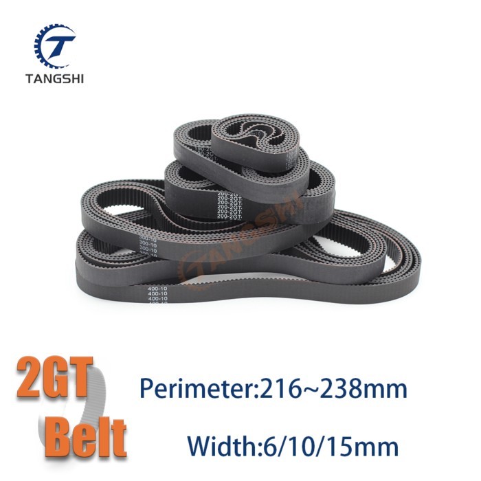 2MGT 2GT Closed Loop Timing Synchronous Belt Width6/10/15mm GT2 Belt Perimeter 216 218 220 222 224