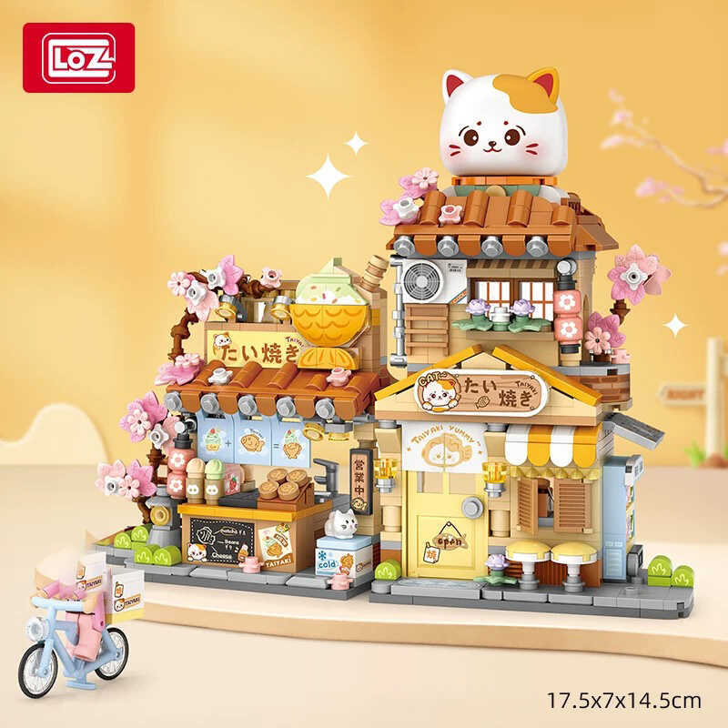 ki Building House Model Folding Street View Wooden House Flower Workshop Children's Building Blocks