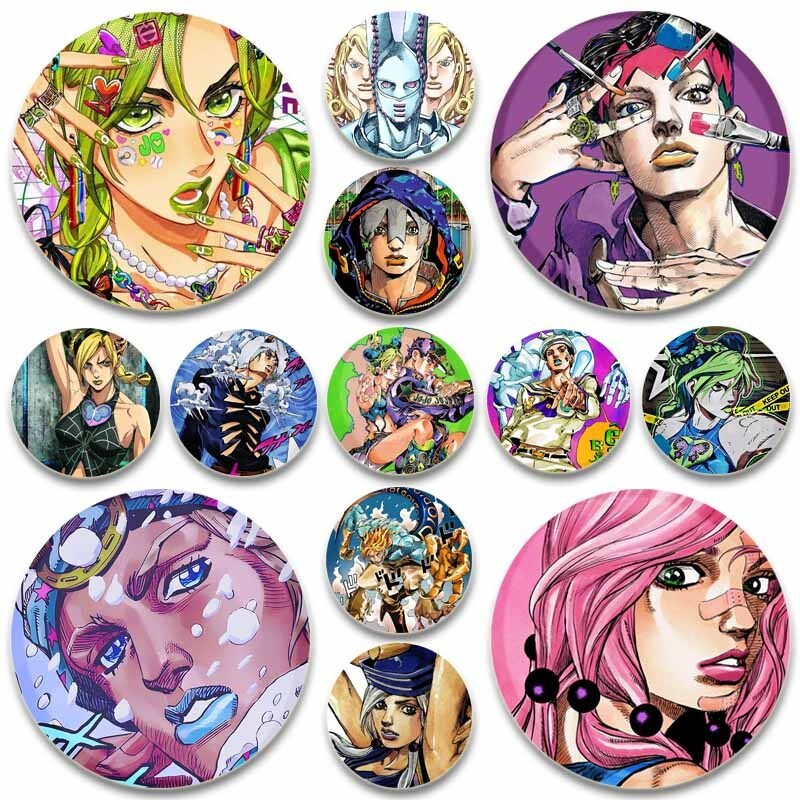 อะนิเมะ Jojos Bizarre Adventure เข็มกลัด JOLYNE CUJOH FF Kujo Jotaro Pin การ์ตูนคอสเพลย์ Badge สําหร