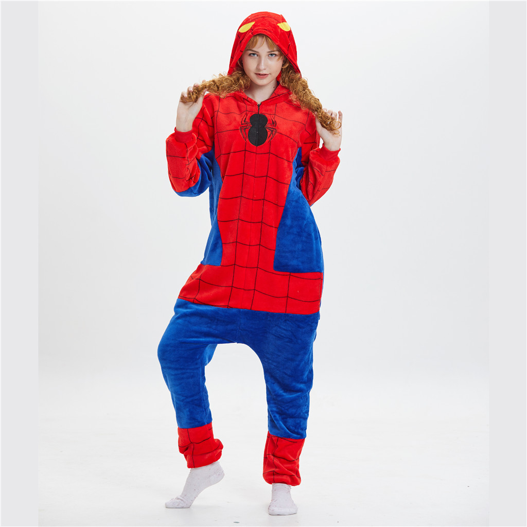 ชุดนอนน่ารักแบบ Kigurumi Spiderman และ Stitch สำหรับทุกวัย เครื่องแต่งกายcosplay พร้อมใช้งานในงานปาร