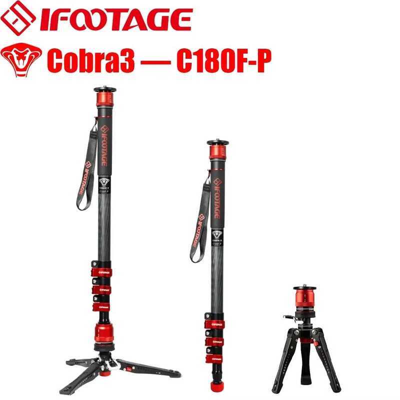 IFOOTAGE Cobra 3 C180F-P Monopod สําหรับกล้องล็อคเหยียบ, 71" คาร์บอนไฟเบอร์ Travel Monopod, Quick Re