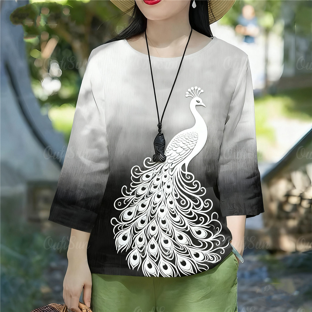 เสื้อยืดสีดำผู้หญิง สไตล์หรูกะทันหัน สบายและอ่อนนุ่ม - รูปที่ 5