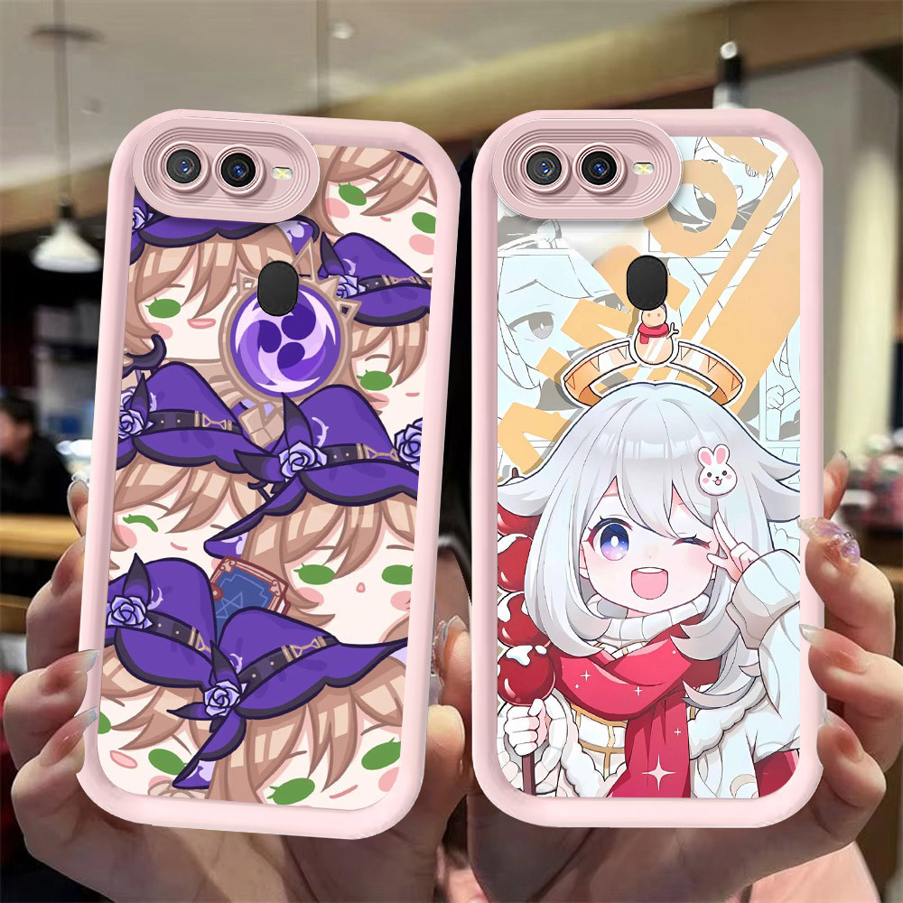 J-37 Genshin Impact ดำขาวชมพูเคสโทรศัพท์หรับ OPPO A7 A11K A12 A3S A12E A1K A5S A12S AX5S