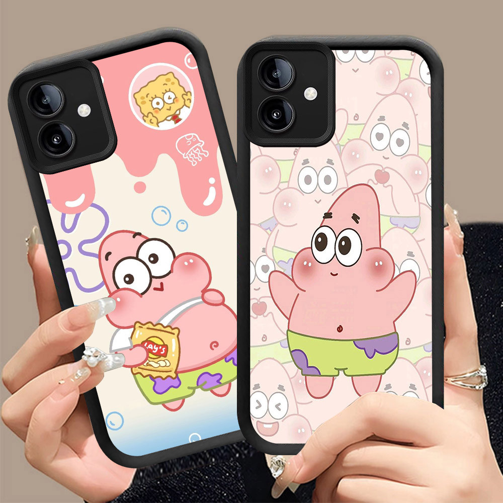 Q-5 SpongeBob ขาวดำเคสโทรศัพท์หรับ Samsung A05 A07 A06 A04E A04 A03 5G ปกสีชมพู