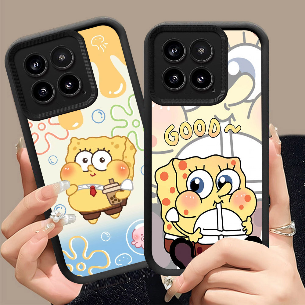 Q-7 SpongeBob ขาวดำเคสโทรศัพท์หรับ Xiaomi POCO M5S 14T X5 X6 Pro ปกสีชมพู