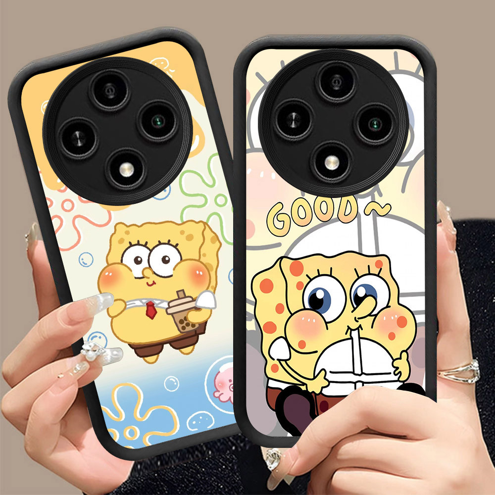 Q-7 SpongeBob ขาวดำเคสโทรศัพท์หรับ Xiaomi POCO C75 C61 M2 X7 ปกสีชมพู