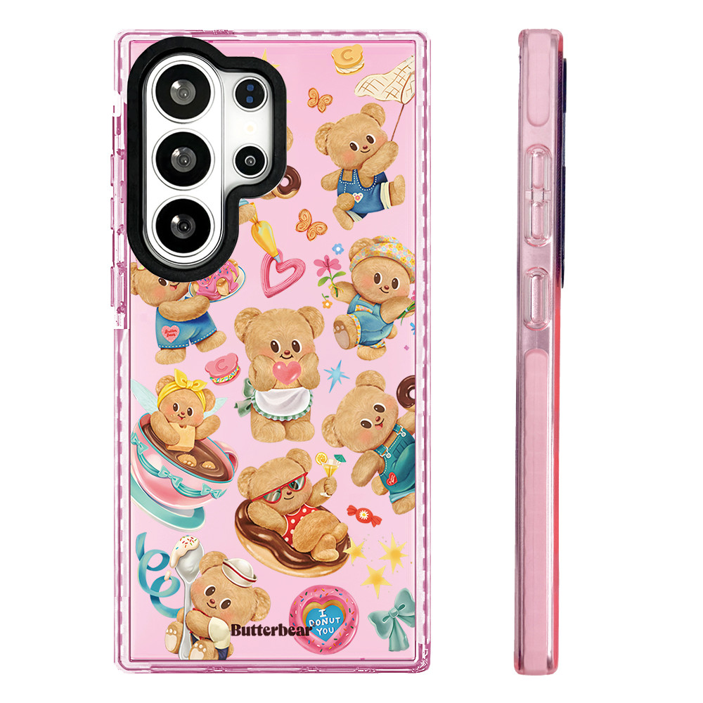 สีสําหรับ Galaxy S23FE S24FE S25FE S23ULTRA S24ULTRA S25ULTRA S26ULTRA น่ารักการ์ตูน Butterbear ภาพประกอบ A55 A56 S23Plus สีซิลิโคนนุ่มกันชนกันกระแทก