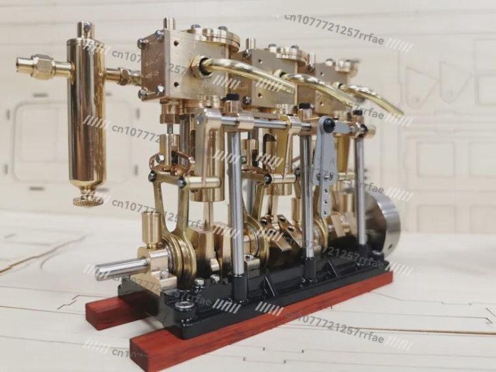 LS3-13s Twin Cylinder Three-Cylinder Steam Engine High Torque Steamboat Engine Model Steam Engine