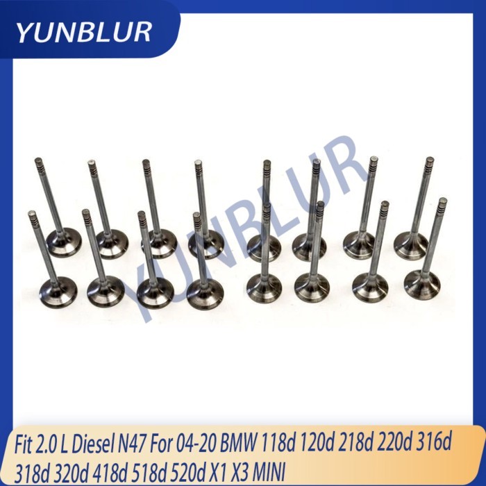 8x Intake & 8x Exhaust Valve Kit Fit 2.0 L Diesel N47 For 04-20 BMW 118d 120d 218d 220d 316d 318d 3